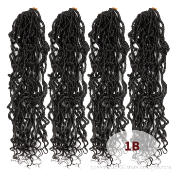 24inch Faux Locs Crochet Hair Curly New Soft Locs Crochet Hair for Black Women Pre Looped Synthetic Goddess Locs Braiding Hair